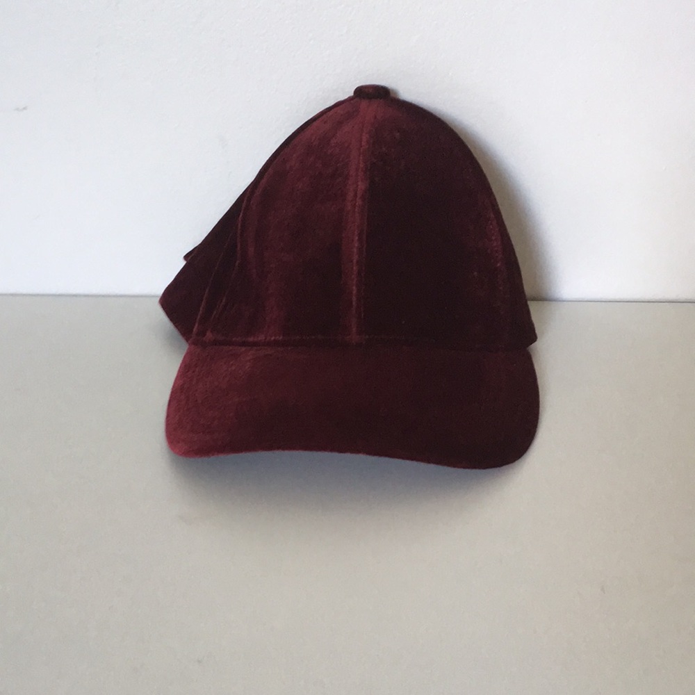 Burgundy velvet baseball hat